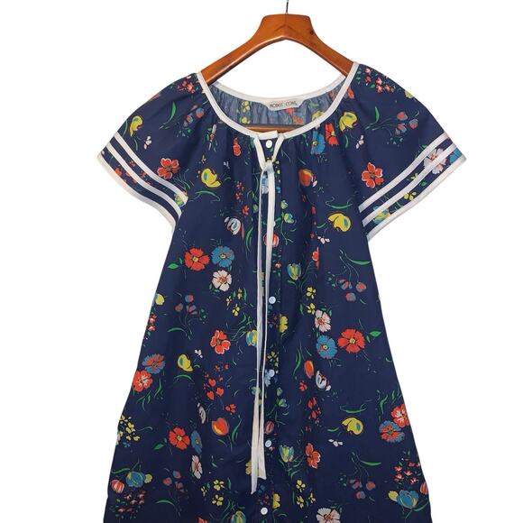 Vintage Models Housecoat Robe Snap Front Floral - Picture 2 of 6